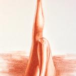 "Legs," 14" x 21.5", Sanguine conte' on paper.