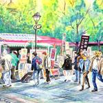 "Painters' Square in Paris," 8" x 11", Watercolor.